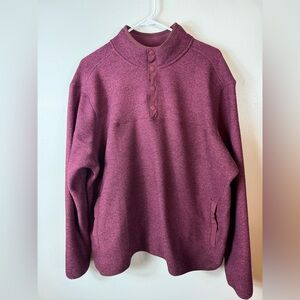 Eddie Bauer Radiator Pullover 1/4 Snap Front Shirt Sweatshirt‎ Burgundy Medium